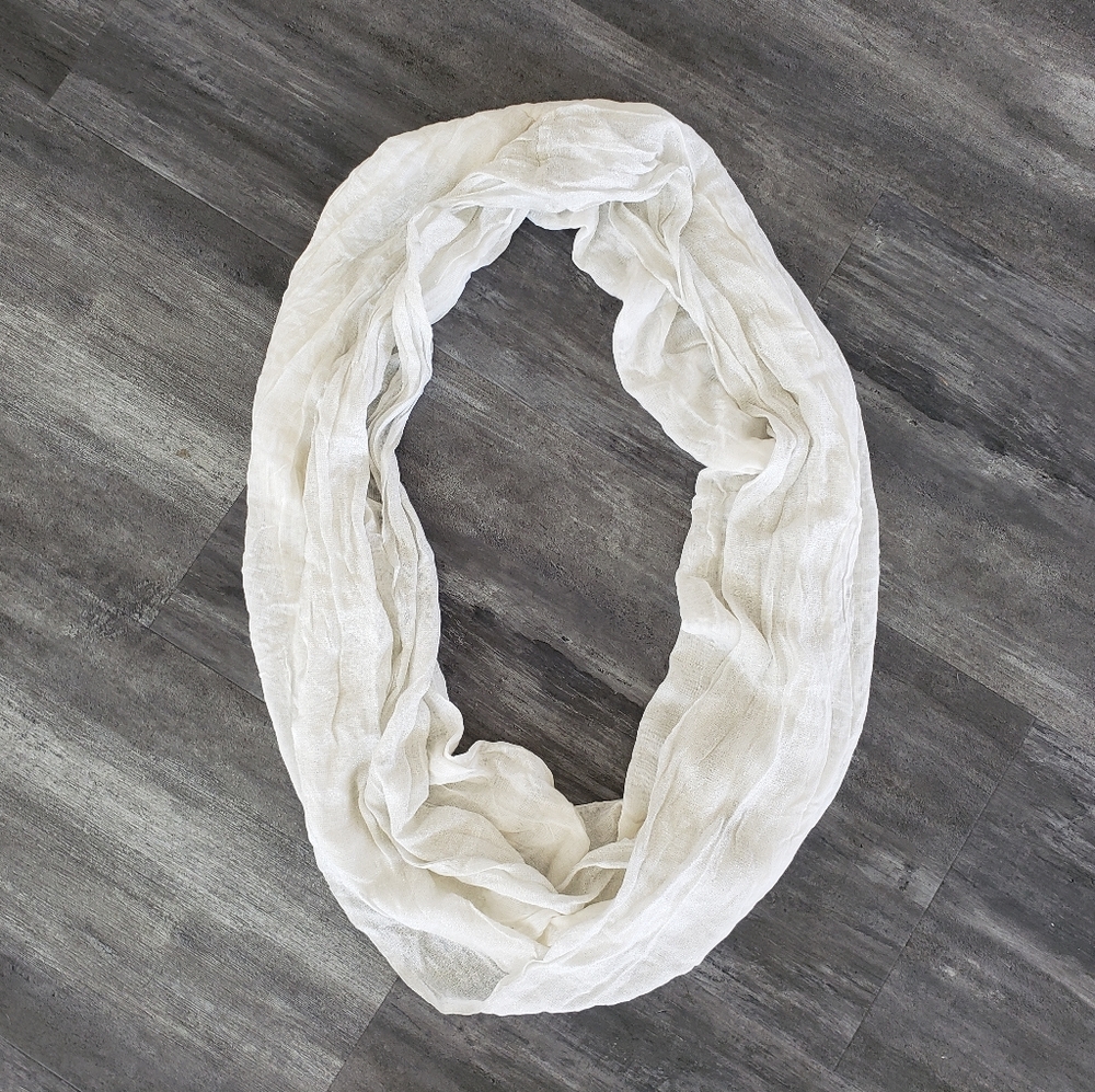 Cream Silver Metallic Infinity Scarf